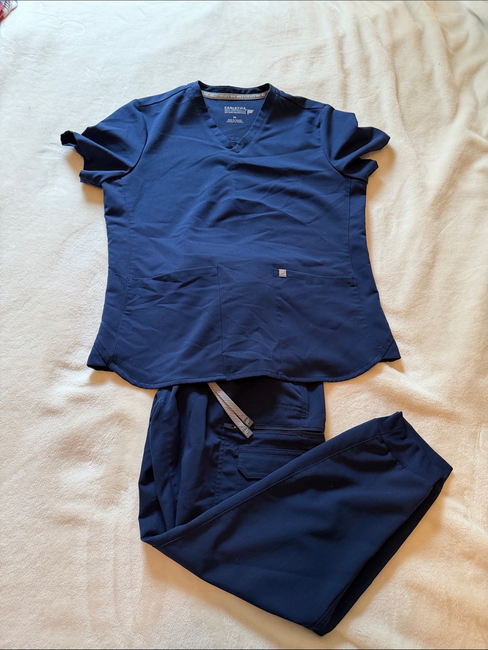 Fabletics Women's Navy V-Neck Scrub Top and Pants Set